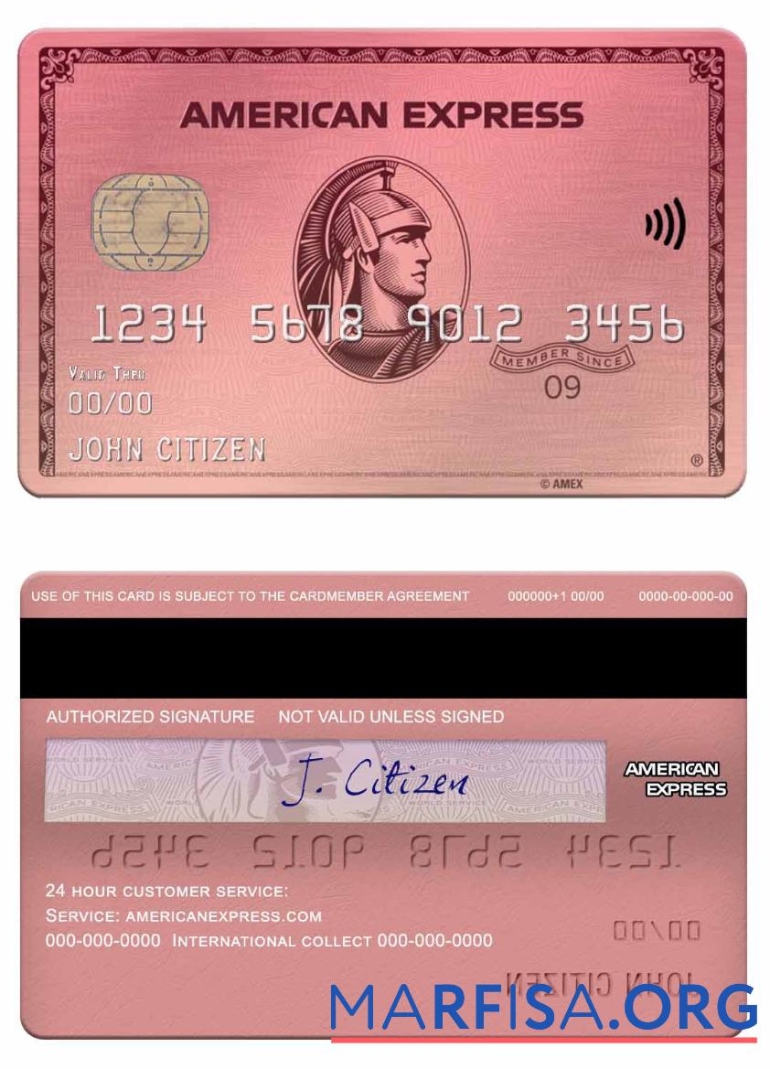 Blank USA Capital One bank amex rose gold card real example